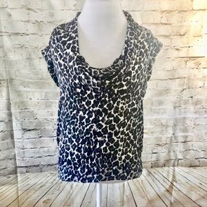 Calvin Klein Cheetah Print Drape Blouse.